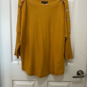 Cable & Gauge Mustard Sweater with Button Accents